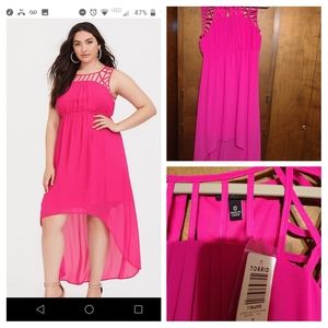 Torrid hot pink high low dress